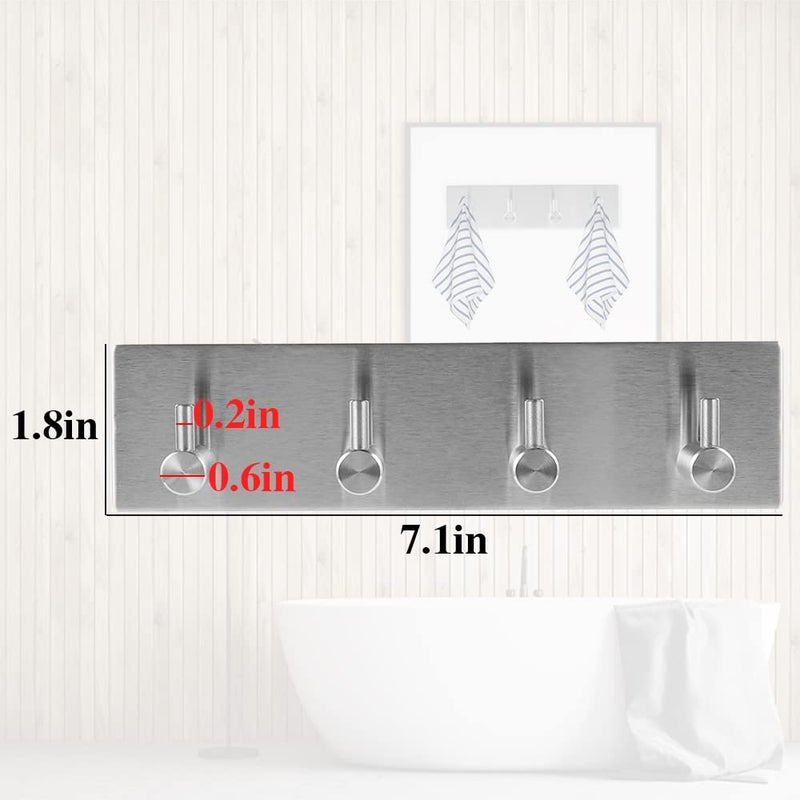 Picowe Key Holder for Wall Decorative, Adhesive Stainless Steel Key Hooks, Key Hanger Key Organizer for Wall, Towel Hook Coat Hanger for Entryway Hallway Kitchen(Four Rows,Sliver 1PCS) - Image 2