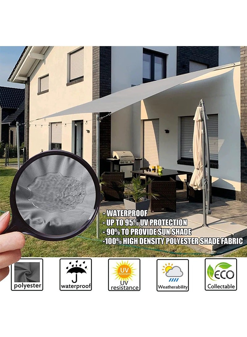 TAPIT 5mx6m Outdoor Sun & Rain Dual-Use Shade Sail, UV Protection Outdoor Shade Cloth, Waterproof Sun Shade Canopy for Balcony Garden Pool, Backyard Party Gathering Picnic Top Cover (Grey) - Image 3