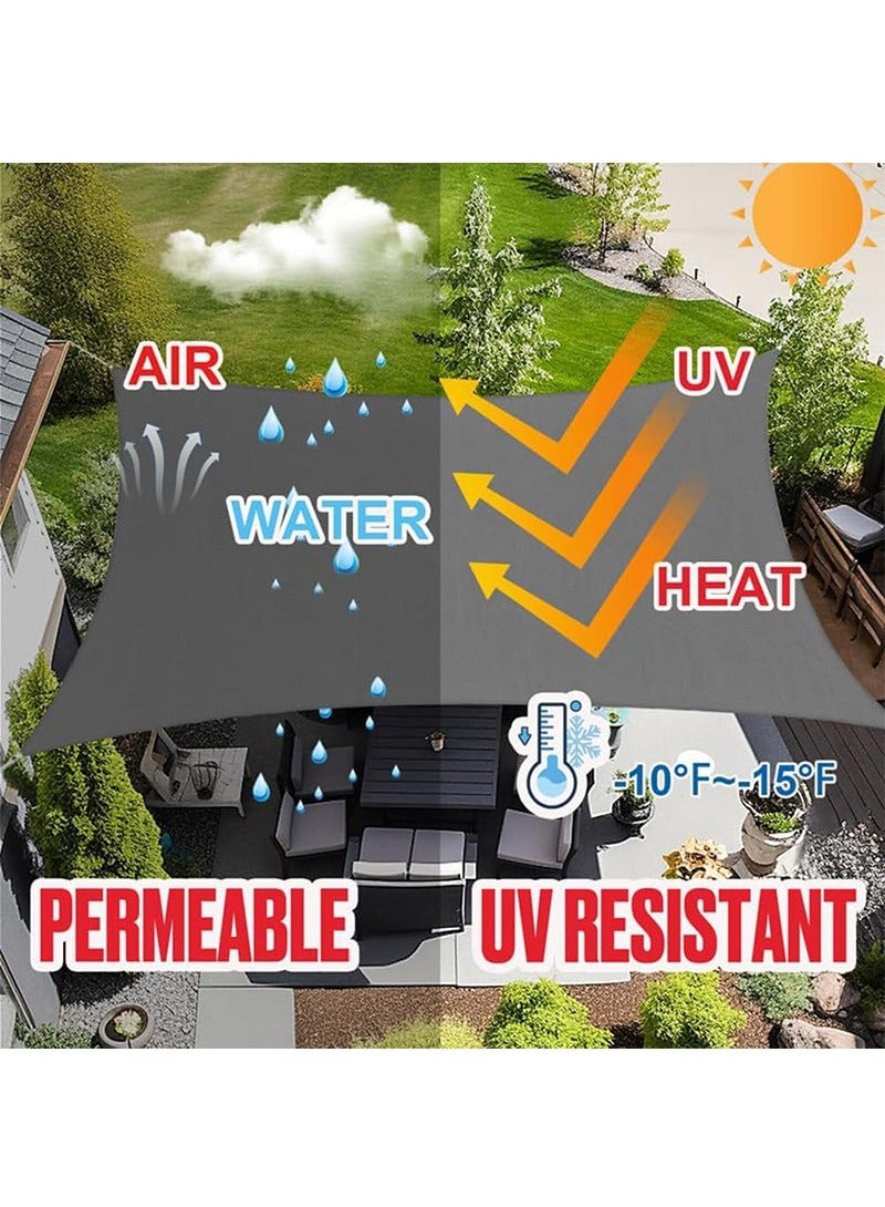 TAPIT 5mx6m Outdoor Sun & Rain Dual-Use Shade Sail, UV Protection Outdoor Shade Cloth, Waterproof Sun Shade Canopy for Balcony Garden Pool, Backyard Party Gathering Picnic Top Cover (Grey) - Image 2