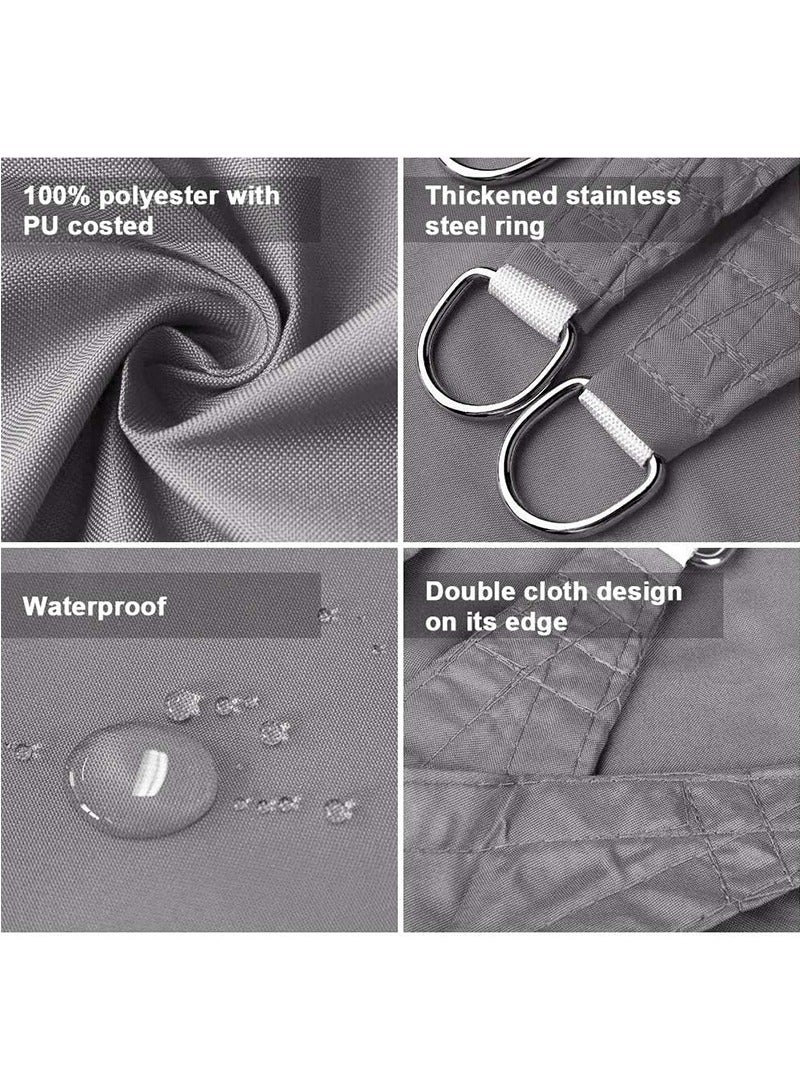 TAPIT 5mx6m Outdoor Sun & Rain Dual-Use Shade Sail, UV Protection Outdoor Shade Cloth, Waterproof Sun Shade Canopy for Balcony Garden Pool, Backyard Party Gathering Picnic Top Cover (Grey) - Image 5