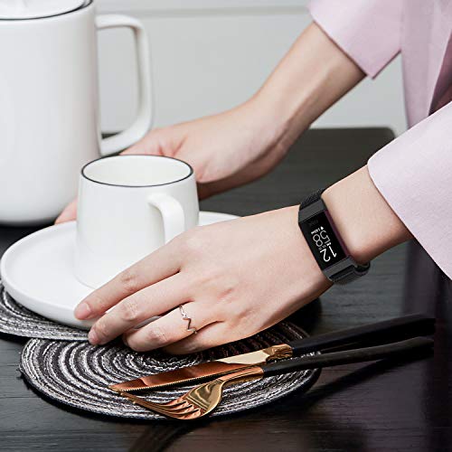 AVOD Nylon Watch Bands Compatible with Fitbit Charge 4/Charge 3/SE, Soft Replacement Wristband Breathable Sport Strap with Band for Women Men (Dark Black+China Red) - Image 5