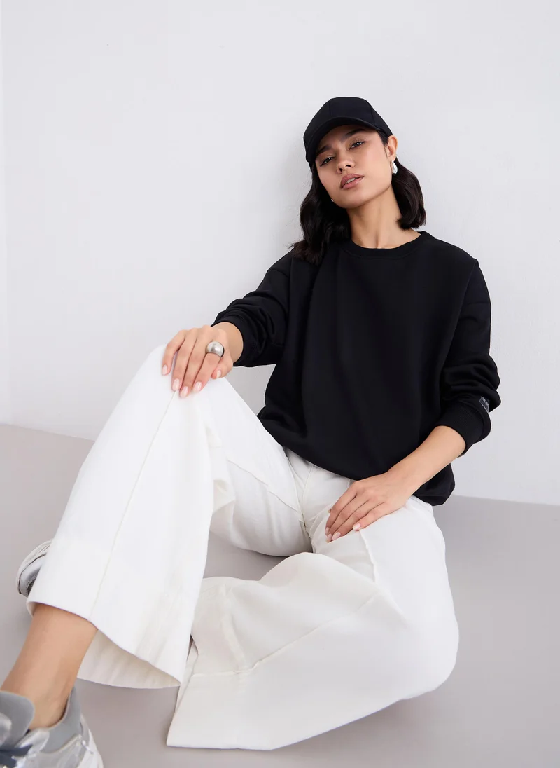 Styli Women Pintuck Detail Wide Leg Jeans