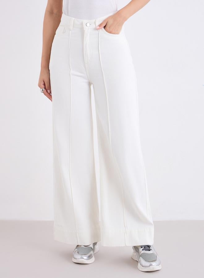 Styli Women Pintuck Detail Wide Leg Jeans - Image 3