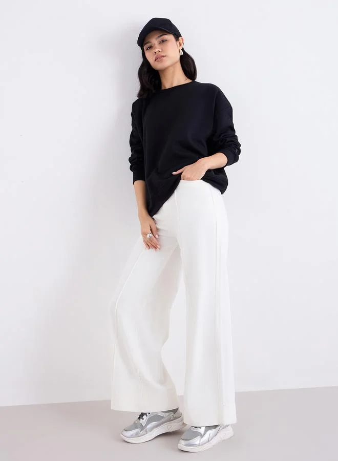 Styli Styli Women Pintuck Detail Wide Leg Jeans