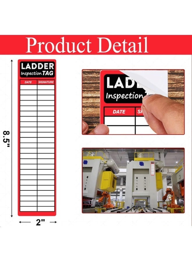 Ladder Inspection Tags, Self-Adhesive Safety Stickers, 8.5x2 Inch, Red/Black, 120 Count - Image 3