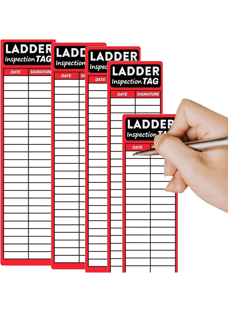 Ladder Inspection Tags, Self-Adhesive Safety Stickers, 8.5x2 Inch, Red/Black, 120 Count - Image 2