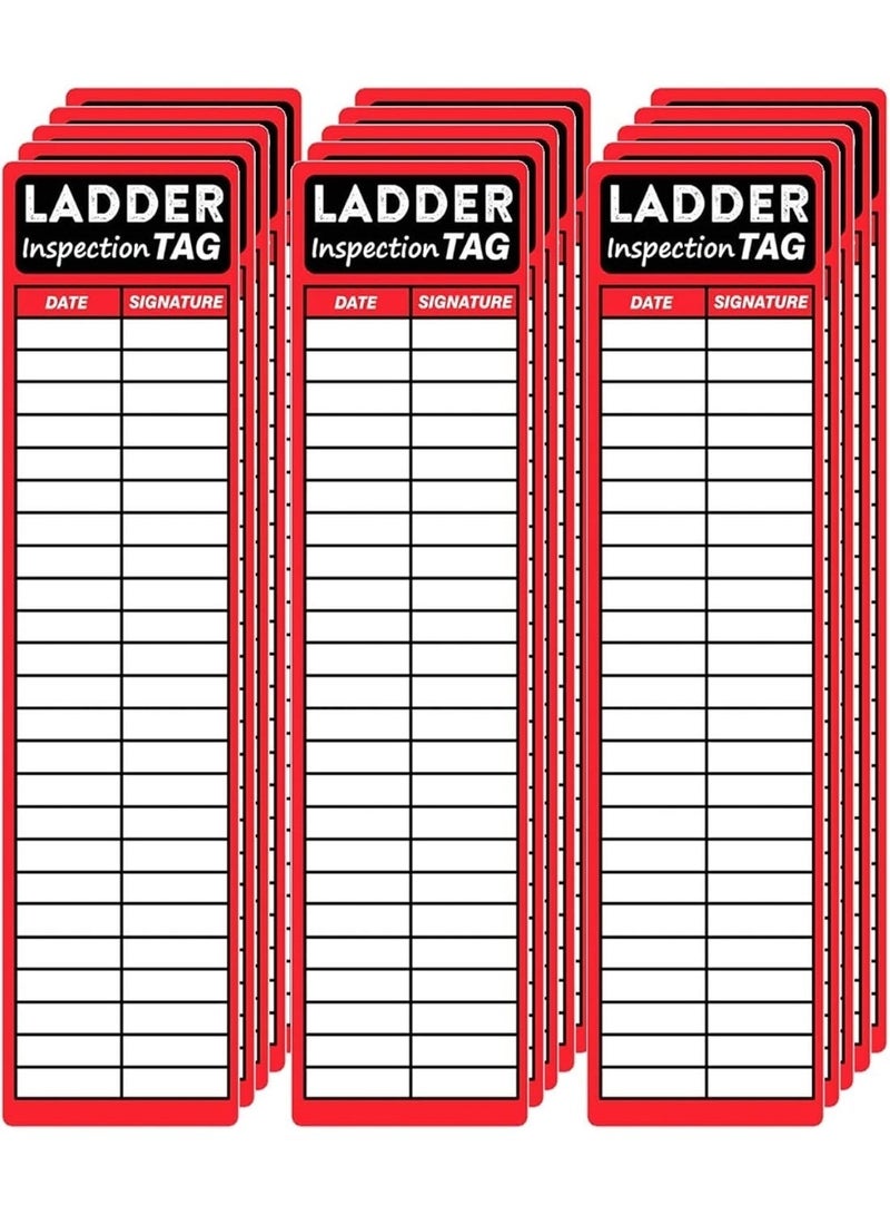 Ladder Inspection Tags, Self-Adhesive Safety Stickers, 8.5x2 Inch, Red/Black, 120 Count - Image 1