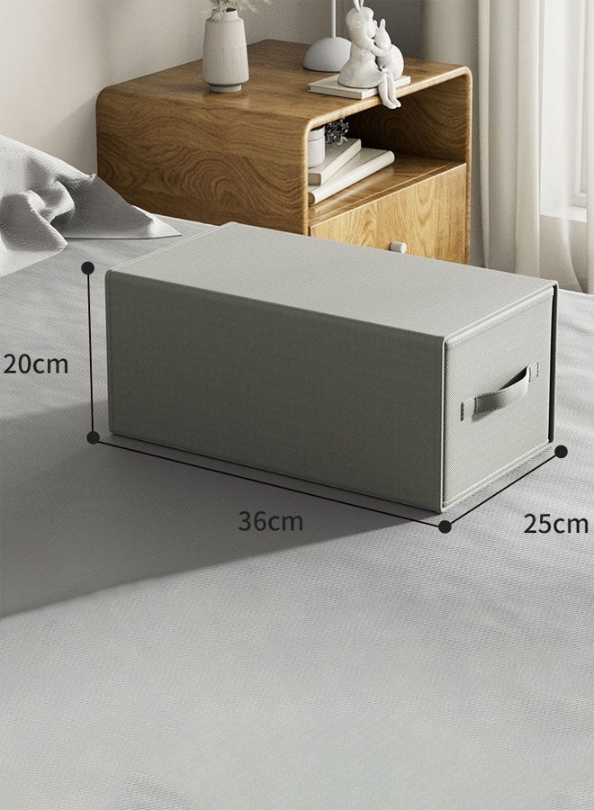 Hanayo 2 Pcs Storage Drawer Boxes Foldable Wardrobe Fabric Storage Drawer Bins with Lid Organiser Box Storage Boxes for Household Clothing Toy(Grey) - Image 2
