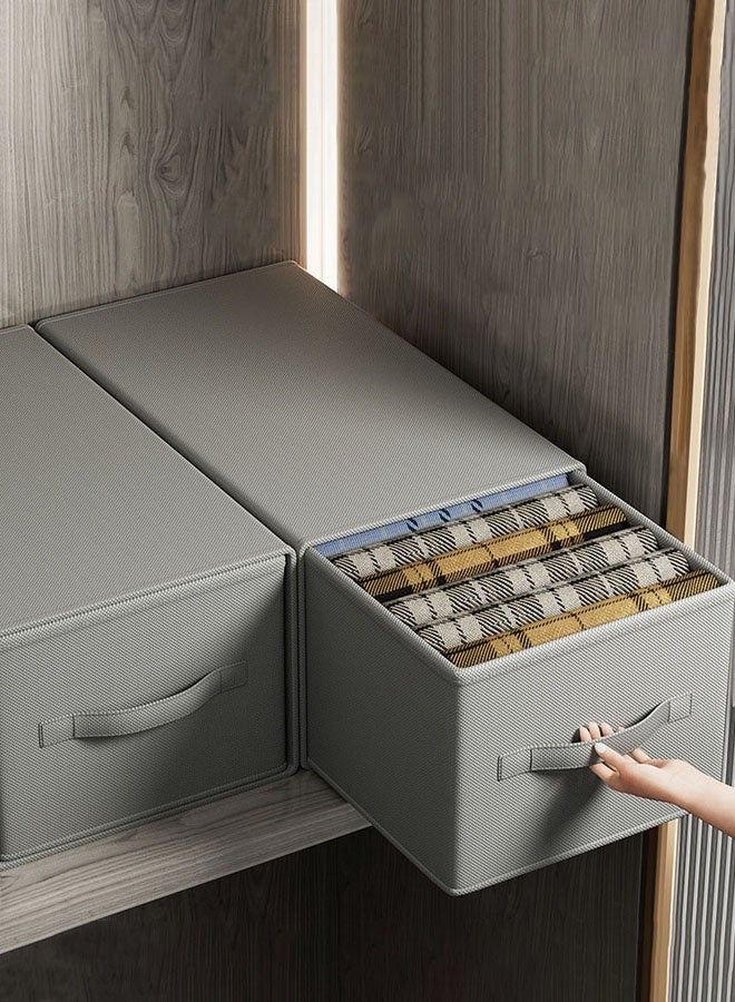 Hanayo 2 Pcs Storage Drawer Boxes Foldable Wardrobe Fabric Storage Drawer Bins with Lid Organiser Box Storage Boxes for Household Clothing Toy(Grey) - Image 5