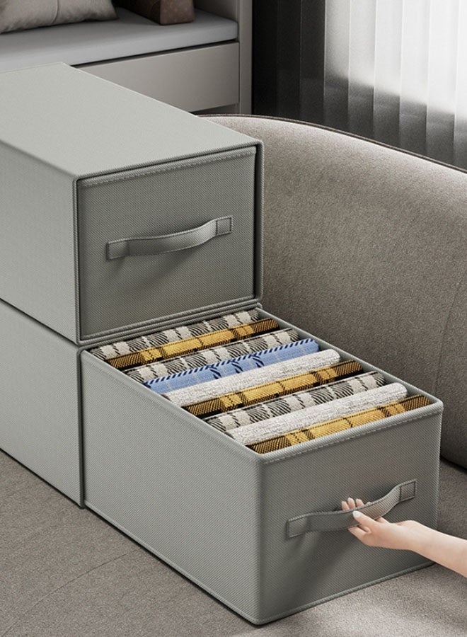 Hanayo 2 Pcs Storage Drawer Boxes Foldable Wardrobe Fabric Storage Drawer Bins with Lid Organiser Box Storage Boxes for Household Clothing Toy(Grey) - Image 4