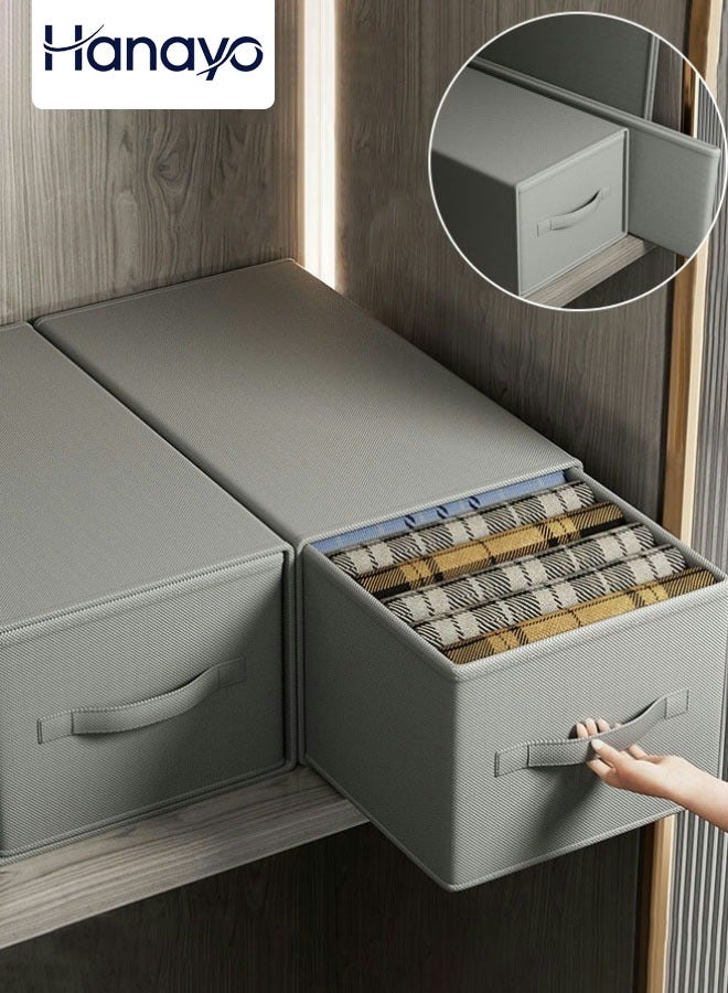 Hanayo 2 Pcs Storage Drawer Boxes Foldable Wardrobe Fabric Storage Drawer Bins with Lid Organiser Box Storage Boxes for Household Clothing Toy(Grey) - Image 1