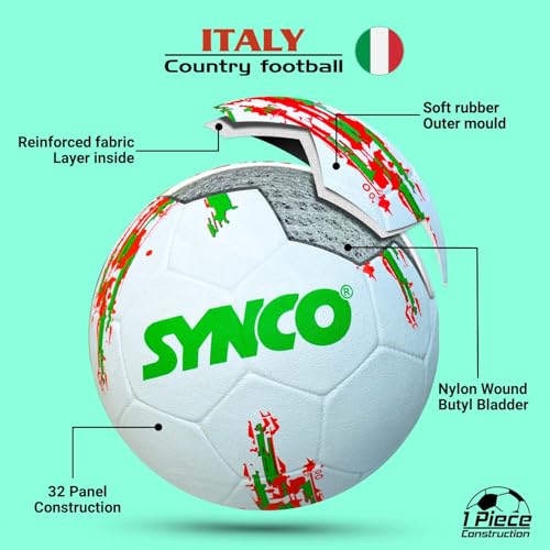 Synco Football Italy | Rubber Moulded | Training Country Ball for Beginners | Suitable for Indoors/Outdoors - Image 4