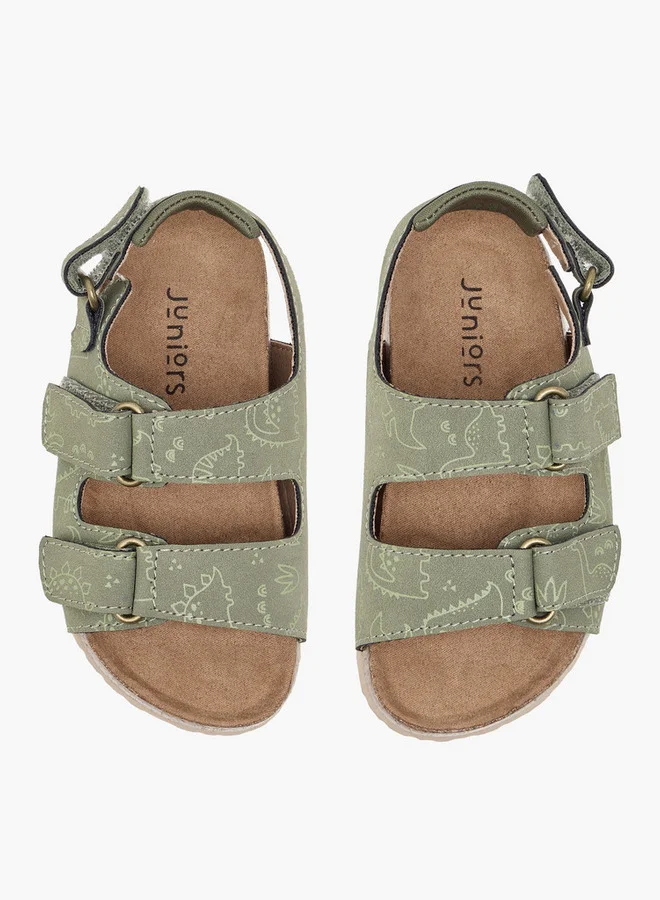 JUNIORS Boys Dinosaur Print Sandals with Hook and Loop Closure