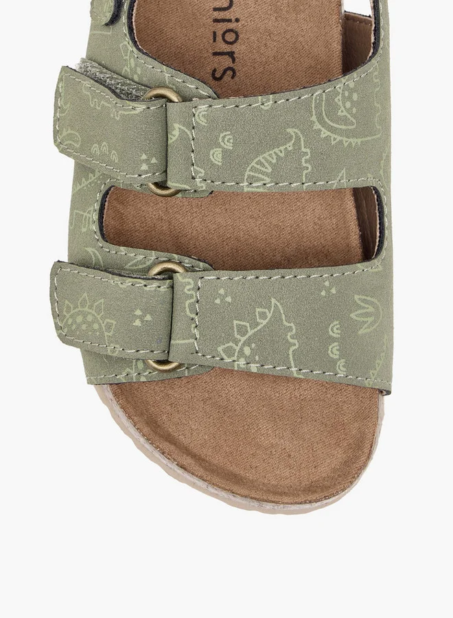 JUNIORS Boys Dinosaur Print Sandals with Hook and Loop Closure