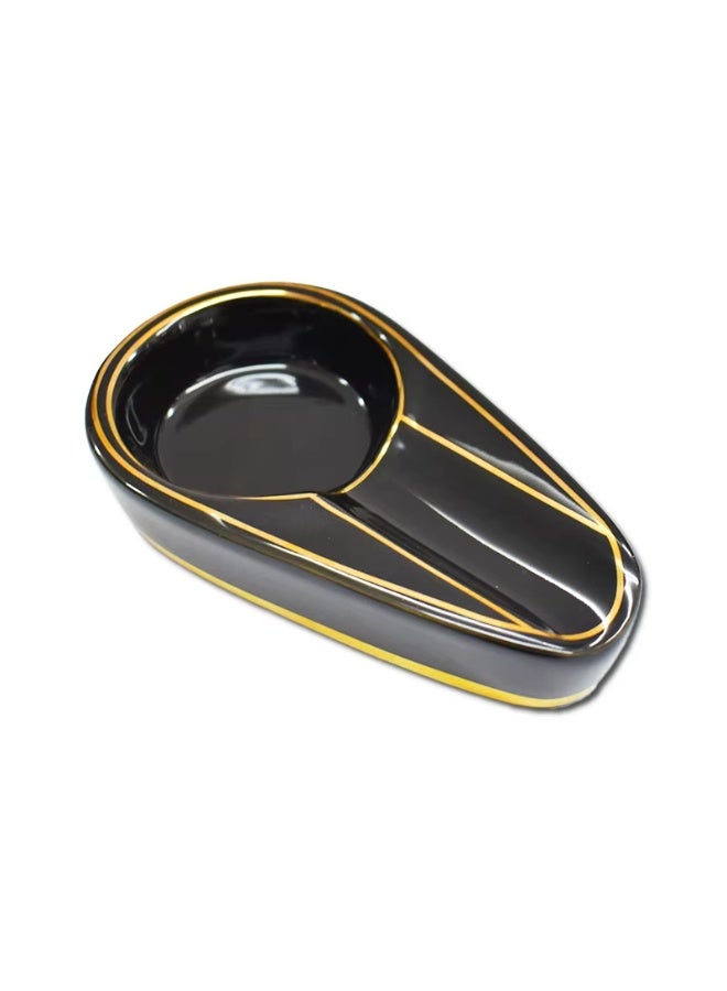 GUEVARA Luxury Portable Ceramic Cigar Ashtray – Small Single Cigar Rest Oval Design, Compact Travel Ash Tray - Image 1