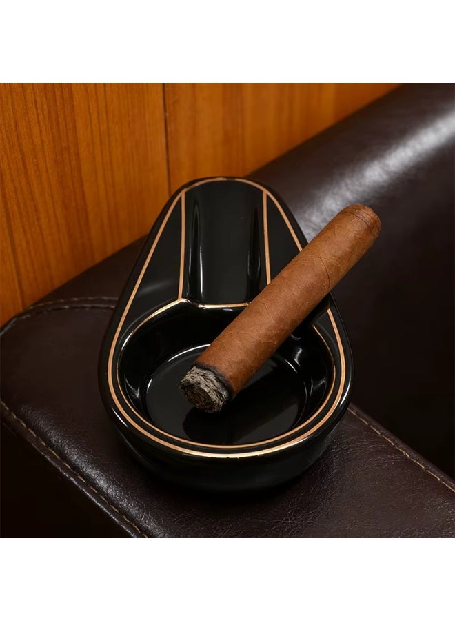 GUEVARA Luxury Portable Ceramic Cigar Ashtray – Small Single Cigar Rest Oval Design, Compact Travel Ash Tray - Image 3