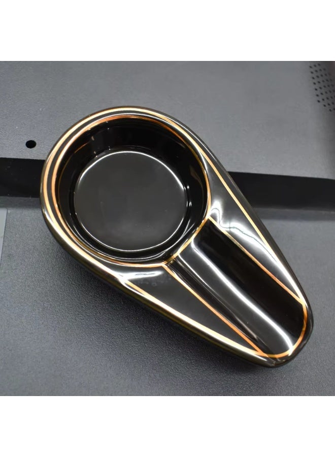 GUEVARA Luxury Portable Ceramic Cigar Ashtray – Small Single Cigar Rest Oval Design, Compact Travel Ash Tray - Image 2
