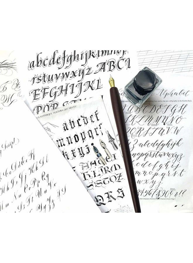 OPENDGO Calligraphy Pens Set -Wooden Dip Pen Handcrafted Calligraphy Set with 11 Nibs & Black Ink - Image 3