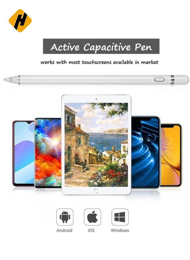 Stylus Pen for tablet, Touch Screen Pencil: Compatible with iOS, Android Microsoft Tablets, Phone, Drawing, Handwriting and Games - Fine Point Digital Capacitive Drawing Pencil no palm rejection