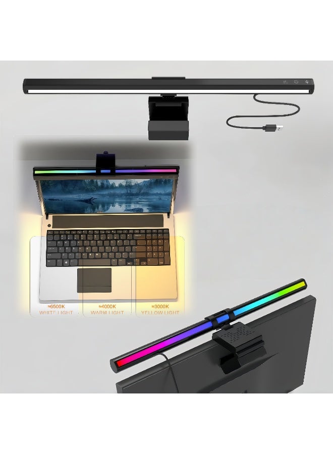 Rokis Monitor Light Bar, RGB Computer Monitor Lamp, with 7 Color RGB Adjustable and 5 Color temperatures Light Modes Computer Monitor Light, USB Powered Screen Lamp for Desk, Home, Office and Gaming - Image 1