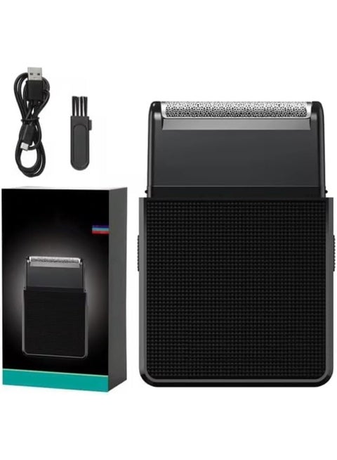 ماكينة حلاقة كهربائية احترافية للرجال رفيعة للغاية وقابلة لإعادة الشحن، شحن USB شفرة ترددية لتنعيم الوجه وتشذيب اللحية، لون أسود