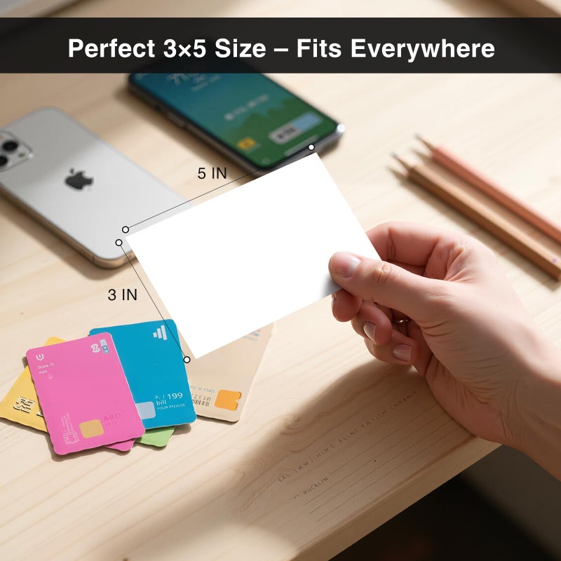 Nichela 300 Count Blank Index Cards 3x5 Inch White Flash Cards Colored Cardstock, Unruled Note Cards Study Card Portable Learning Flashcards Ideal for Note Taking, Art Sketching, Office & School Supplies - Image 4