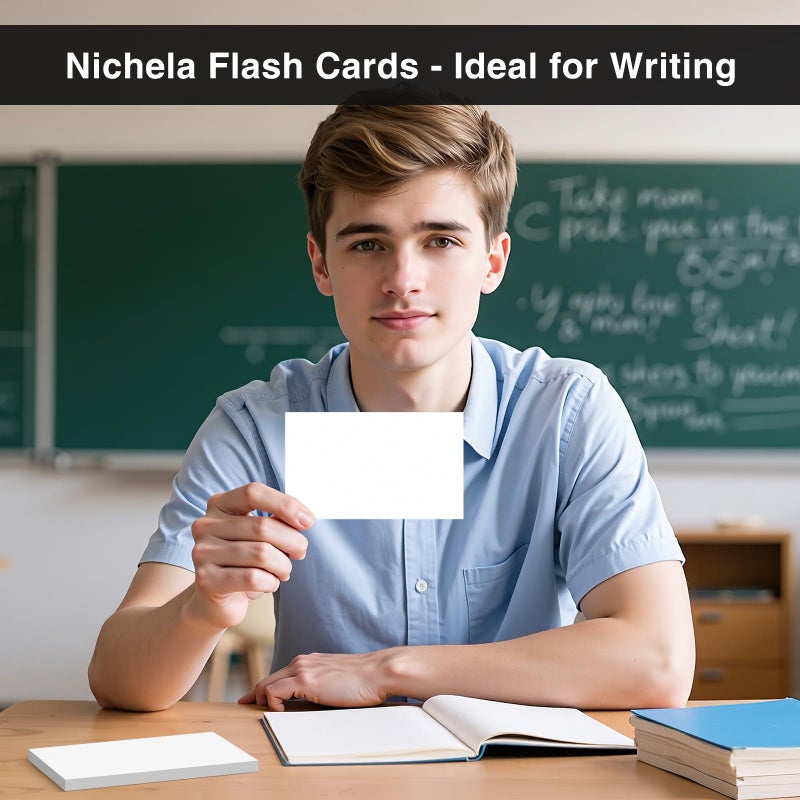 Nichela 300 Count Blank Index Cards 3x5 Inch White Flash Cards Colored Cardstock, Unruled Note Cards Study Card Portable Learning Flashcards Ideal for Note Taking, Art Sketching, Office & School Supplies - Image 5