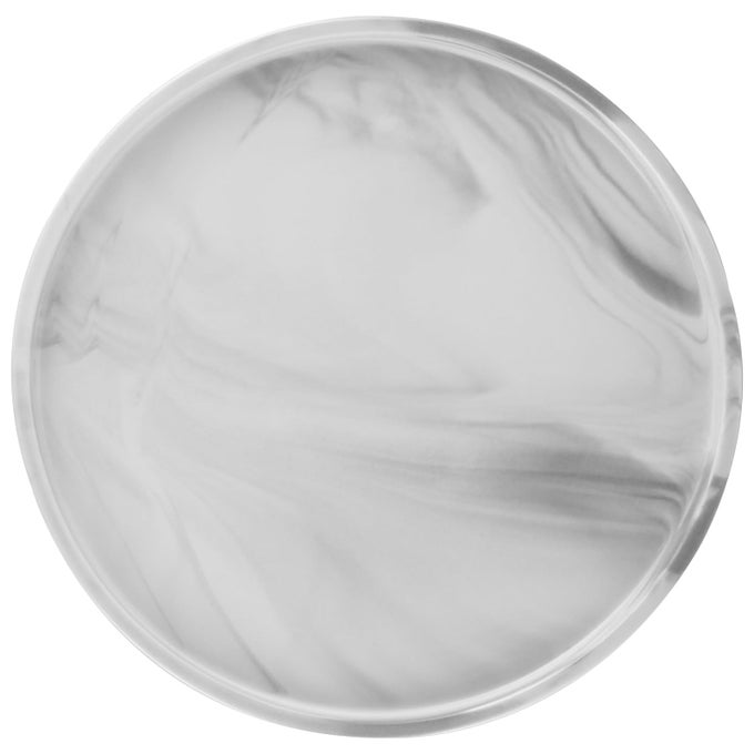 12 LARGE CERAMIC VANITY TRAY CIRCLE PERFUME PLATE ORGANIZER JEWELRY HOLDER DISH NON SLIP DECORATIVE TRAY FOR BATHROOM BEDROOM KITCHEN COFFEE TABLE MARBLE GREY