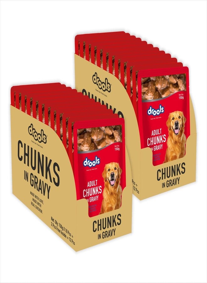 Drools Adult Wet Dog Food 24 Packs (150g X 24) | Real Chicken and Chicken Liver Chunks in Gravy | Support Immunity | Oral Health | Training and Behaviour - Image 1