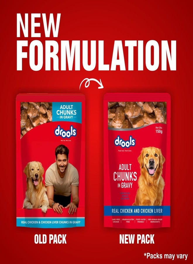 Drools Adult Wet Dog Food 24 Packs (150g X 24) | Real Chicken and Chicken Liver Chunks in Gravy | Support Immunity | Oral Health | Training and Behaviour - Image 3