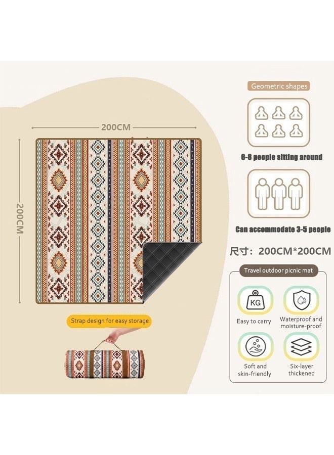 Ssovi 200x200cm Extra Large Picnic Blanket, Premium 6-Layer Thick Waterproof Outdoor Mat for Kashta & Beach, Foldable Sandproof Camping Rug - Image 4