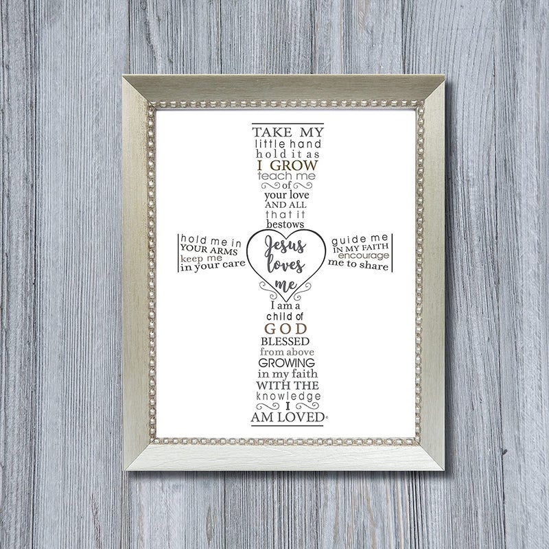 The Grandparent Gift Co. Jesus Loves Me Frame for Baby's Baptism, Dedication or Christening - Made in USA Frame - Gift for Granddaughter/Grandson/Godson/Goddaughter on Christening, Baptism, Dedication - Image 2