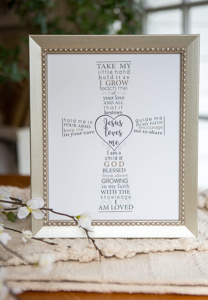 The Grandparent Gift Co. Jesus Loves Me Frame for Baby's Baptism, Dedication or Christening - Made in USA Frame - Gift for Granddaughter/Grandson/Godson/Goddaughter on Christening, Baptism, Dedication - Image 5