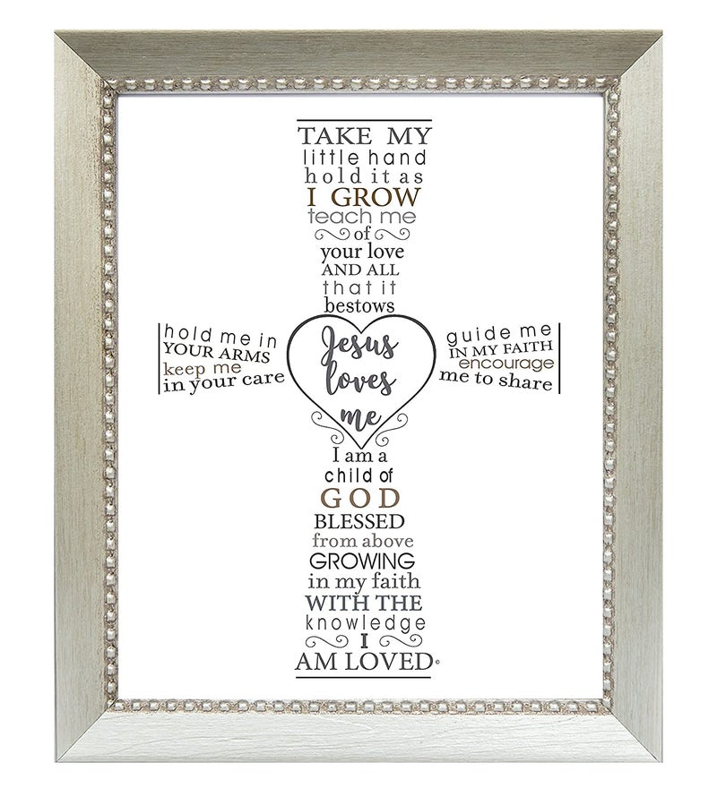 The Grandparent Gift Co. Jesus Loves Me Frame for Baby's Baptism, Dedication or Christening - Made in USA Frame - Gift for Granddaughter/Grandson/Godson/Goddaughter on Christening, Baptism, Dedication - Image 1