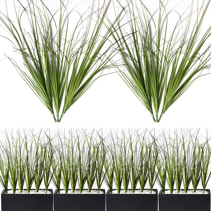 6PCS ARTIFICIAL GRASS PLANT SHRUBS WHEAT GRASS GREENERY STEMS FAKE WEED FOR ROOM INDOOR HOME DECOR TALL GRASS PLANTS FOR OUTDOOR DECOR