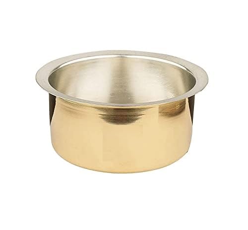 Pure Brass Pital Bhagoni Tope Topia Cookware Patila - Round Heavy Bottom Tapeli, Bhagona Capacity- 1000ML-Pack of 1- Handmade Gift Item - Image 1