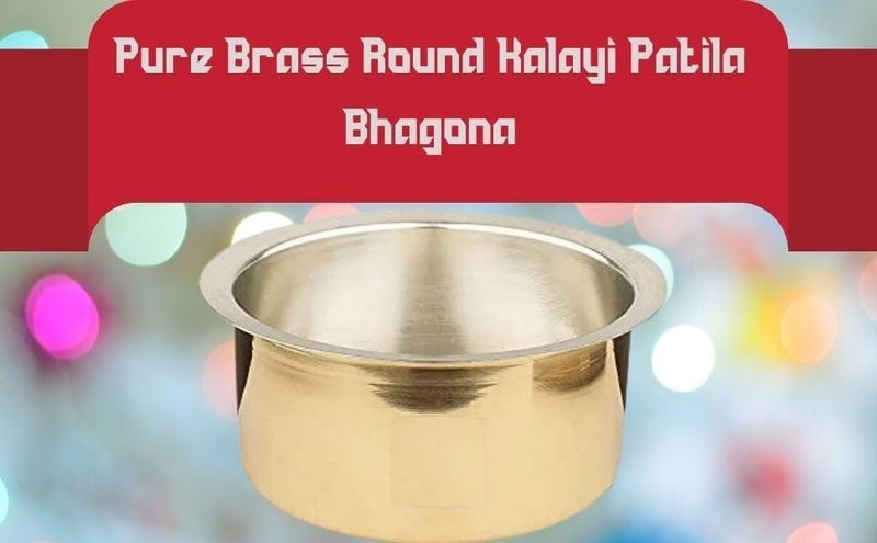 Pure Brass Pital Bhagoni Tope Topia Cookware Patila - Round Heavy Bottom Tapeli, Bhagona Capacity- 1000ML-Pack of 1- Handmade Gift Item - Image 3