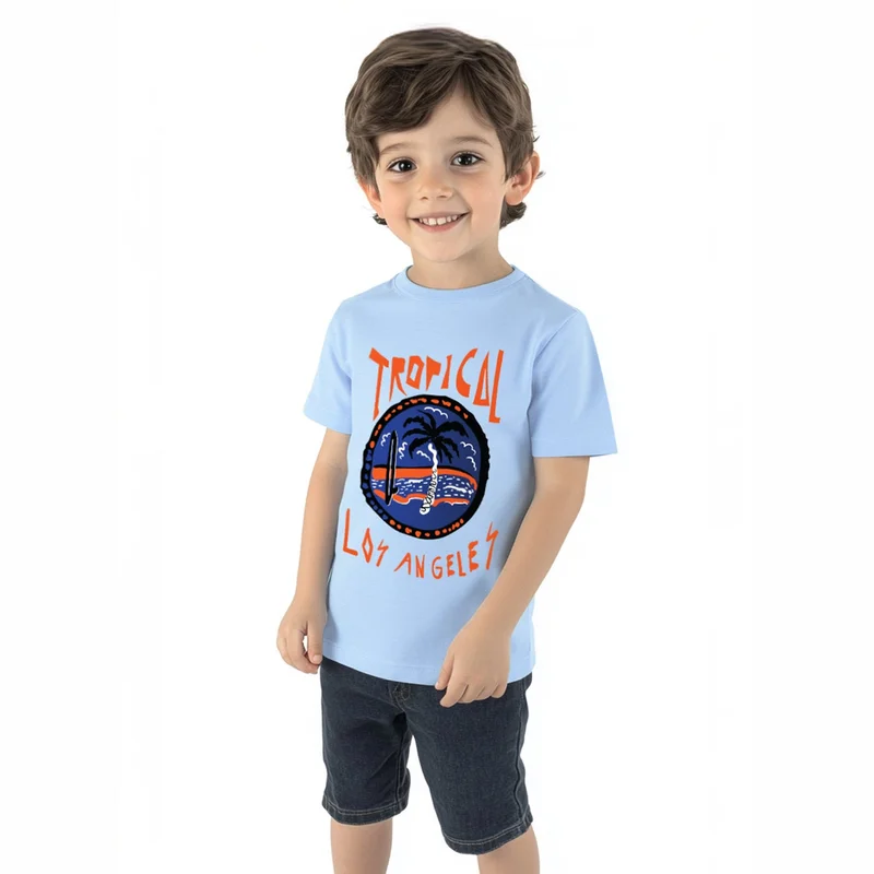 Nautinati Boys' Cotton Graphic Chest Print T-shirt