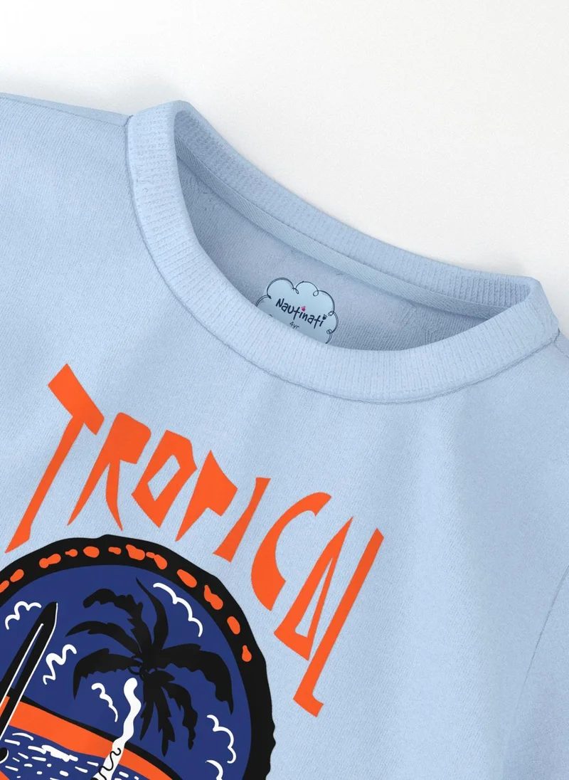 Nautinati Blue Nautinati Boys' Cotton Graphic Chest Print T-shirt for Men | Best Price UAE
