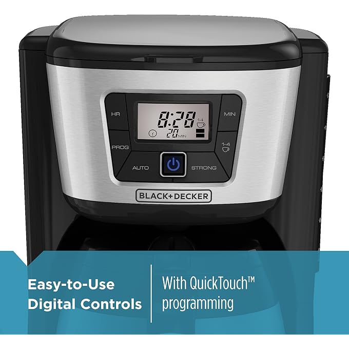 BLACK&DECKER 12-Cup Thermal Coffeemaker, Black/Silver, CM2035B & Coffee Grinder One Touch Push-Button Control, 2/3 Cup Bean Capacity, Stainless Steel - Image 3