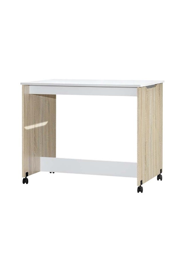 DANUBE HOME Kinder 90X190 Mid Sleeper Bed With Study Desk And Storage Shelves For Kids Adults Space Saving Design Heavy Duty Wooden Loft Bed Fkids - White & Sonoma Oak - Image 5