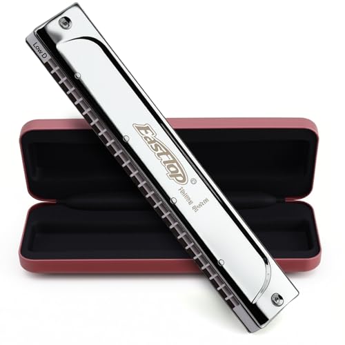 East top Tremolo Harmonica Key of Low D, 24 Holes Professional Tremolo Mouth Organ T2406S Harmonica For Adults, Professionals and Students - Image 1