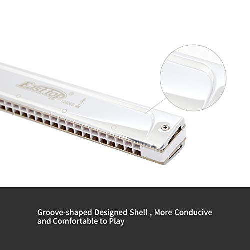 East top Tremolo Harmonica Key of Low D, 24 Holes Professional Tremolo Mouth Organ T2406S Harmonica For Adults, Professionals and Students - Image 5