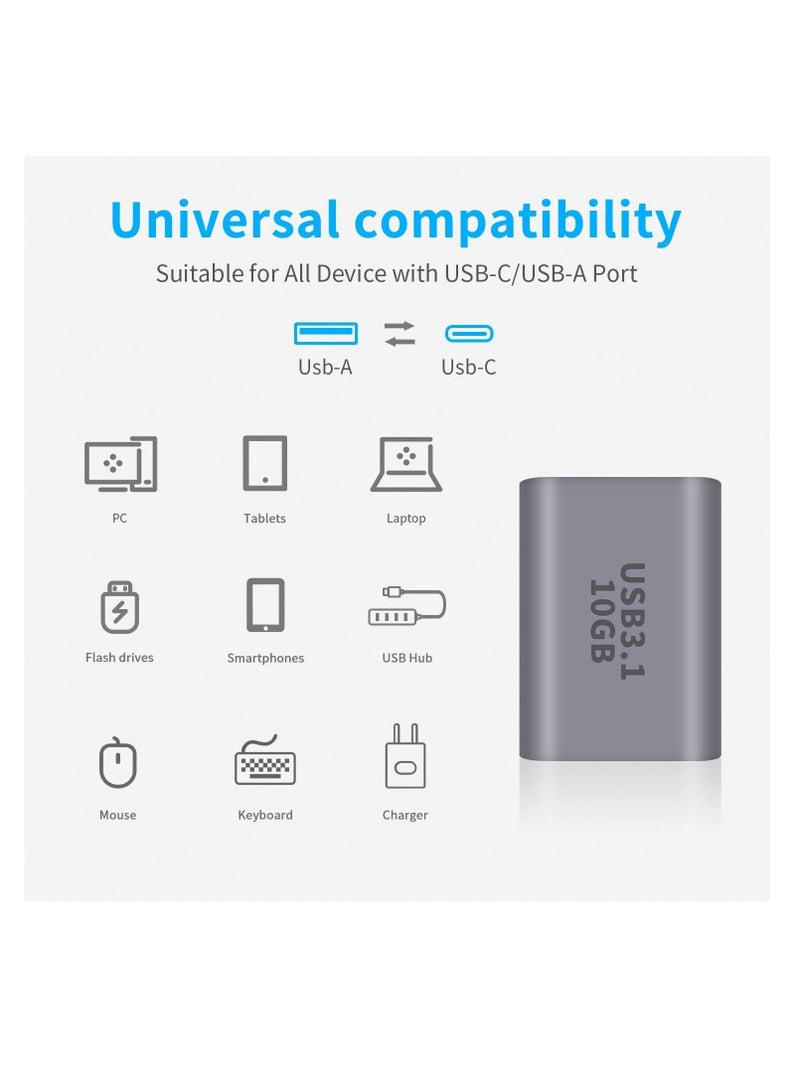 Captaintech USB A to USB C Adapter 2Pack USB C to USB 3.1 Adapter 10Gbps USB A Female to USB C Female Converter Bi Directional - Image 3