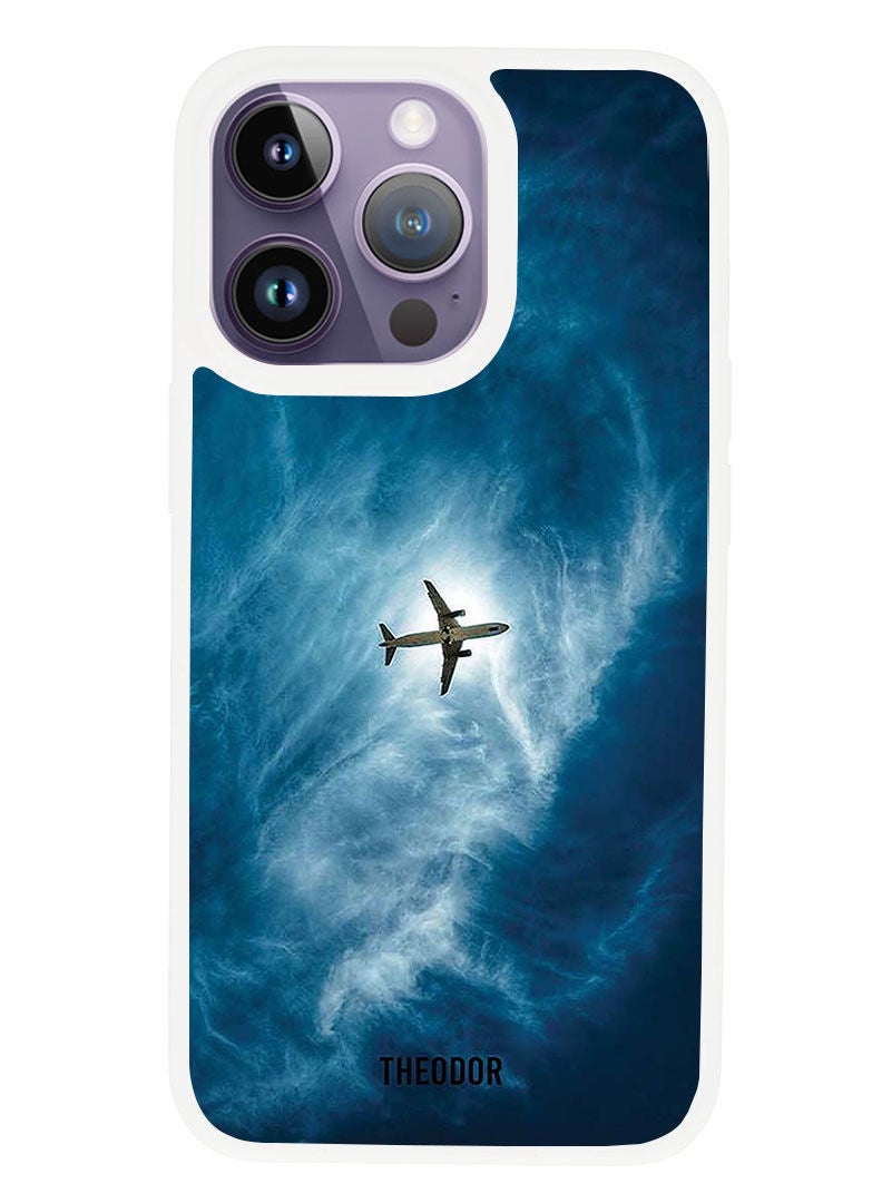 Theodor Protective Case Anti Scratch Shock Proof Cover For APPLE IPHONE 14 PRO Plane In The Sky (White Bumper) - Image 1