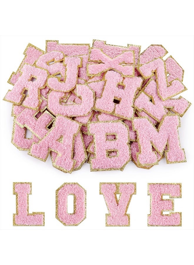 Morcheiong 26Pcs Self Adhesive Chenille Letter Patches A-Z, Chenille Letters for DIY Clothing, Fabric, Shoes, Bags (Light Pink) - Image 1