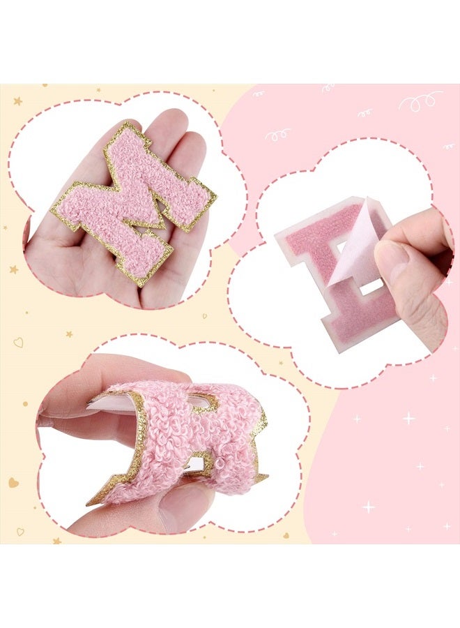 Morcheiong 26Pcs Self Adhesive Chenille Letter Patches A-Z, Chenille Letters for DIY Clothing, Fabric, Shoes, Bags (Light Pink) - Image 3