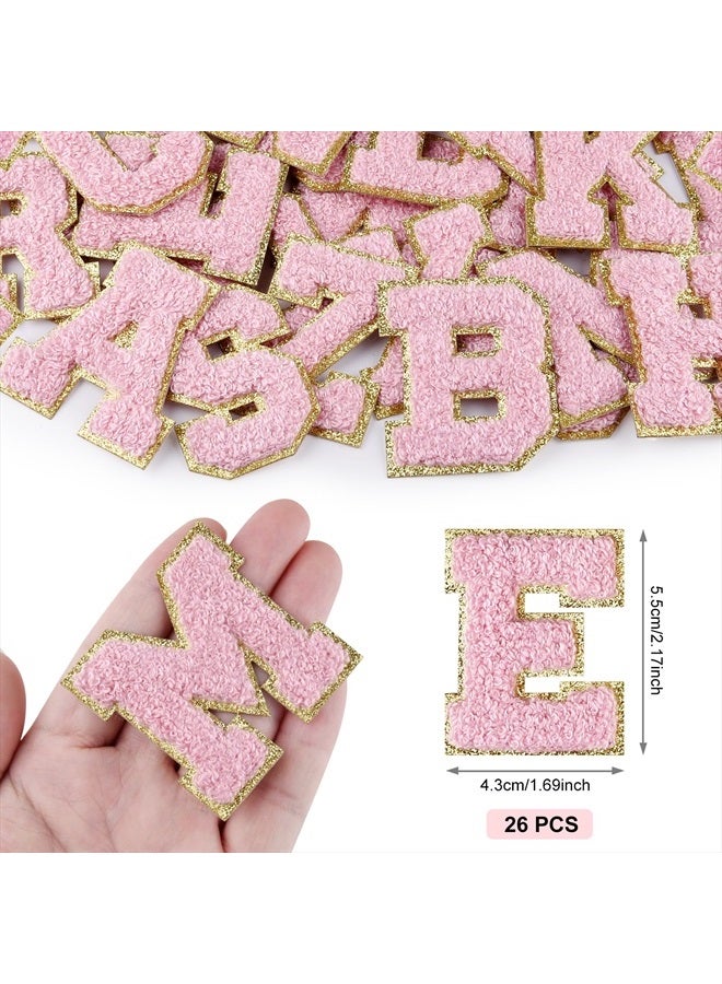Morcheiong 26Pcs Self Adhesive Chenille Letter Patches A-Z, Chenille Letters for DIY Clothing, Fabric, Shoes, Bags (Light Pink) - Image 2