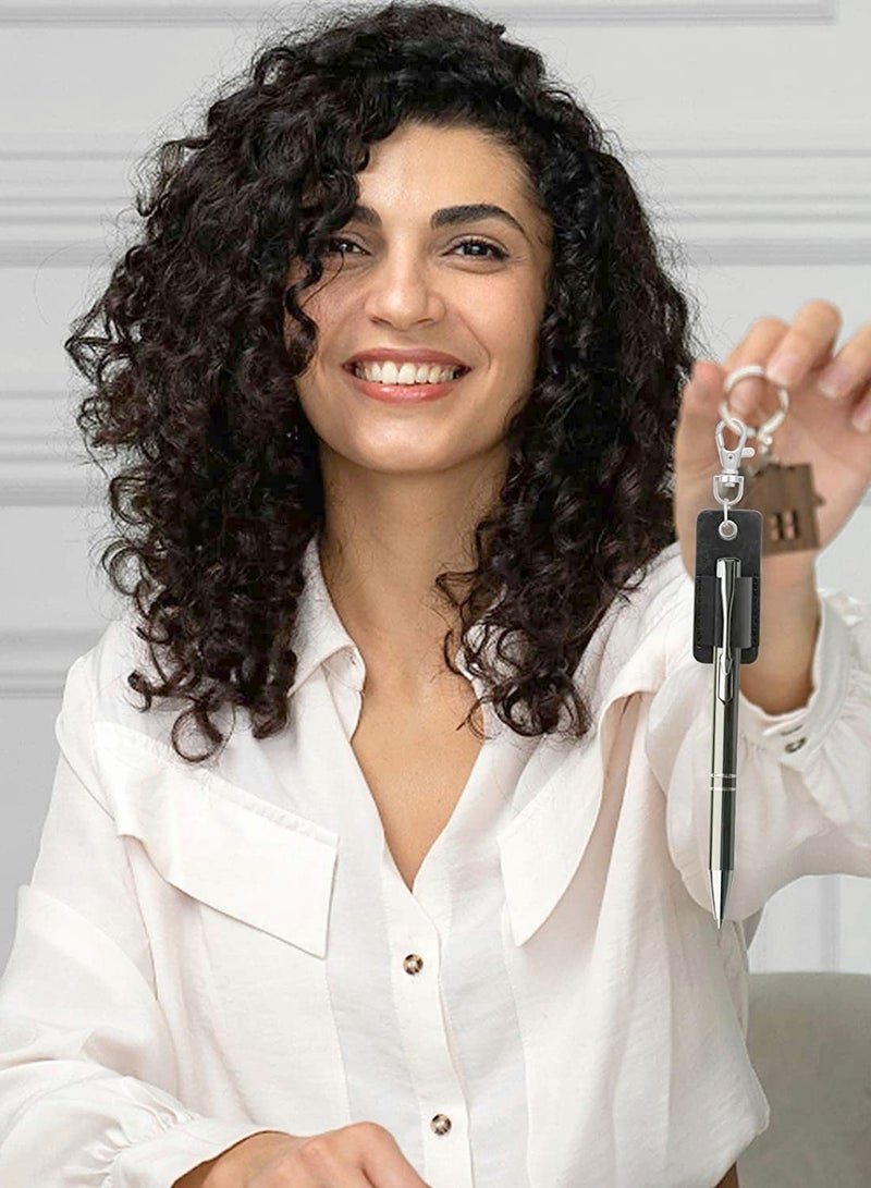 كاست ويف حامل أقلام محمول بحبل، 4 قطع من حامل أقلام من جلد البولي يوريثان مع سلسلة مفاتيح - Image 4