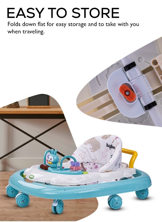 BAYBEE - Zato Baby Walker for Kids, Foldable Kids Walker with 3 Position Adjustable Height & Musical Toy Bar Activity Walker for Toddlers Walker for Baby Boy Girl 6 to 18 Months Green - Image 1